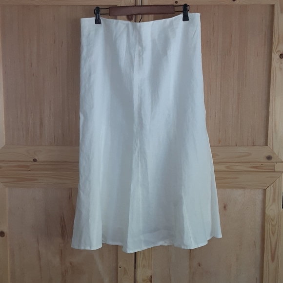 Kim Roger's NWT white 100% Linen fully lined modest skirt size 14 - Picture 2 of 7